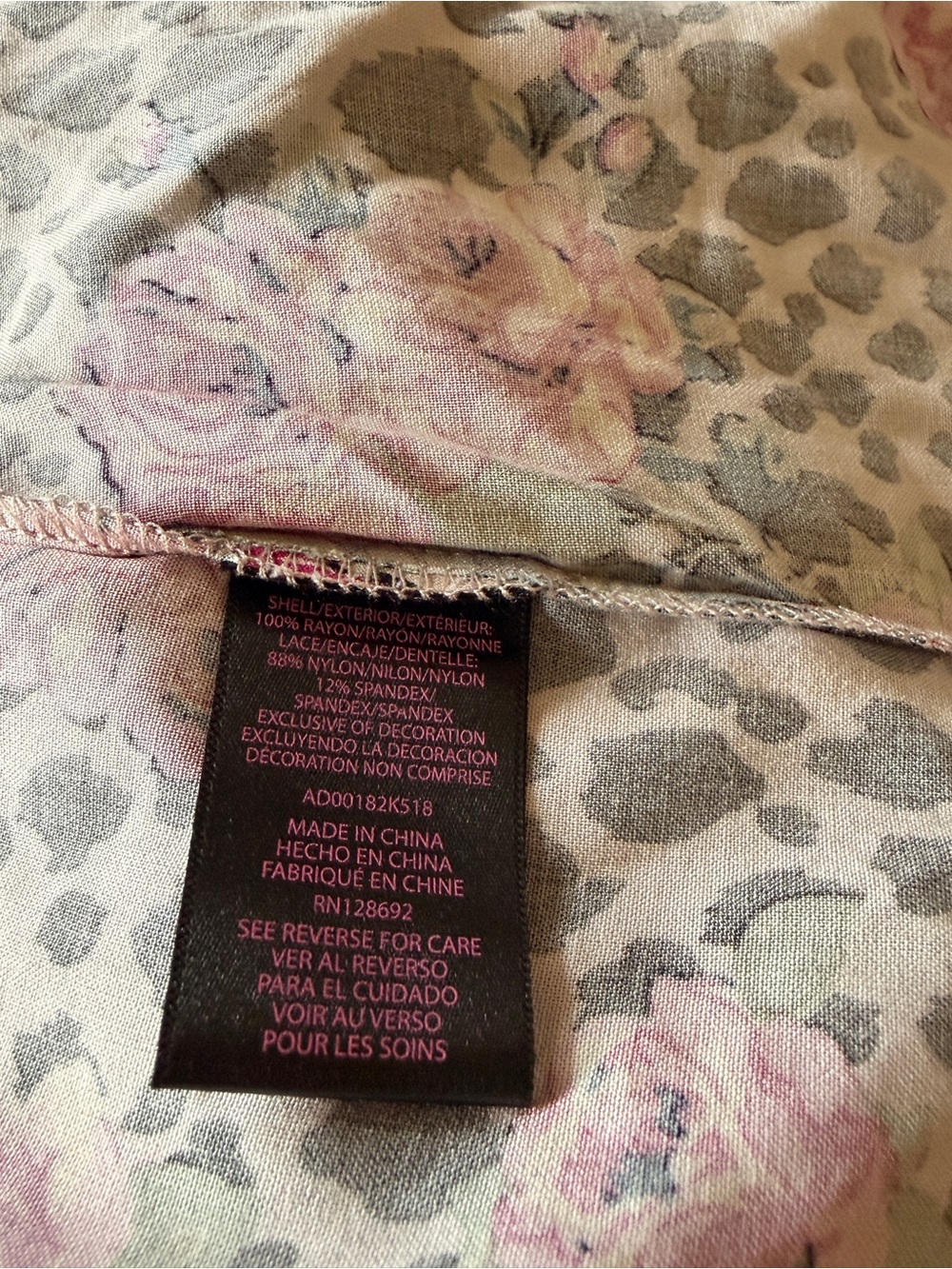 NWOT Luv Betsey by Betsey Johnson XL Maxi Dress Pink Lace Leopard Floral Roses - Picture 6 of 7